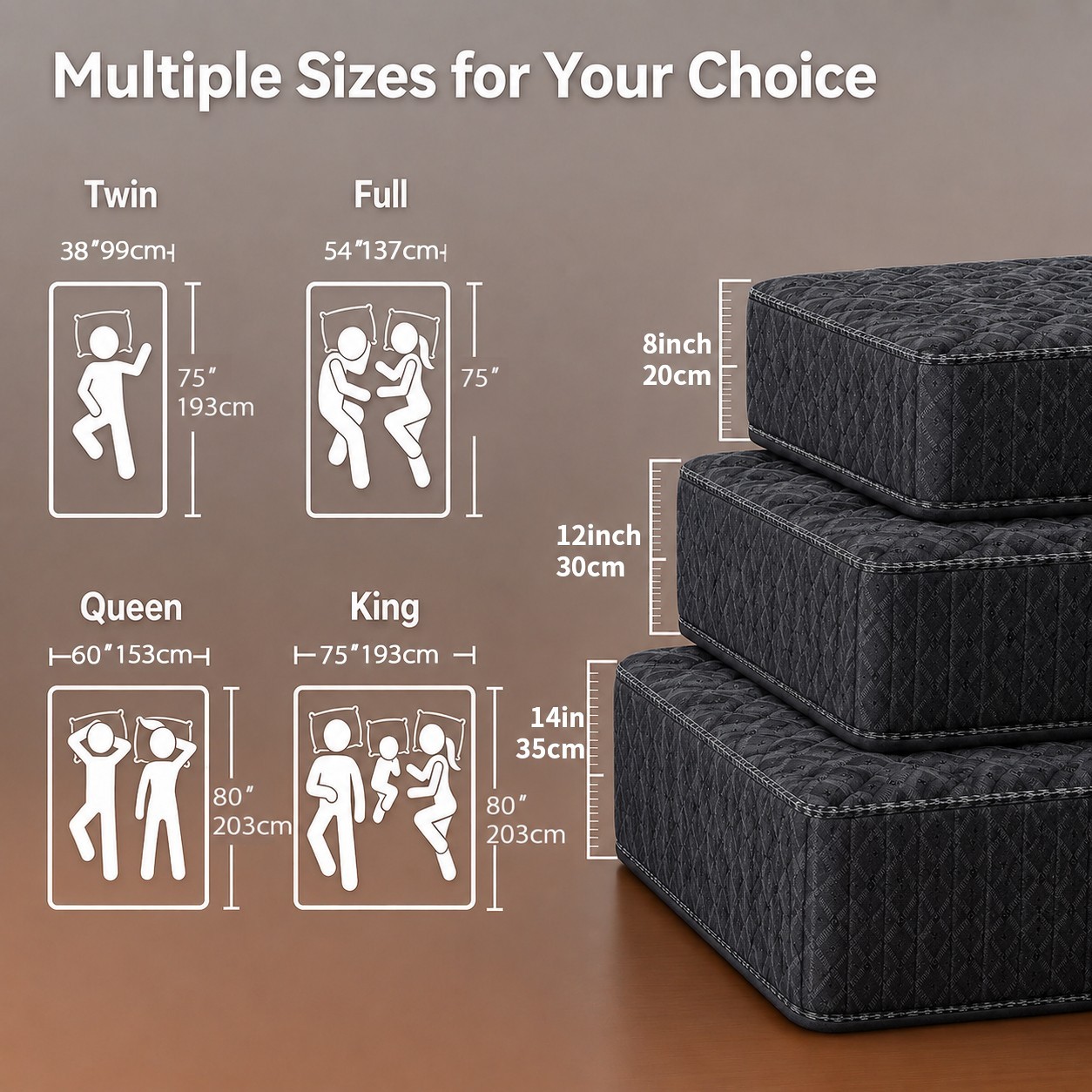 8″10″12″14″ Twin Full Queen King Size Mattress in a Box Hybrid Spring MemoryFoam