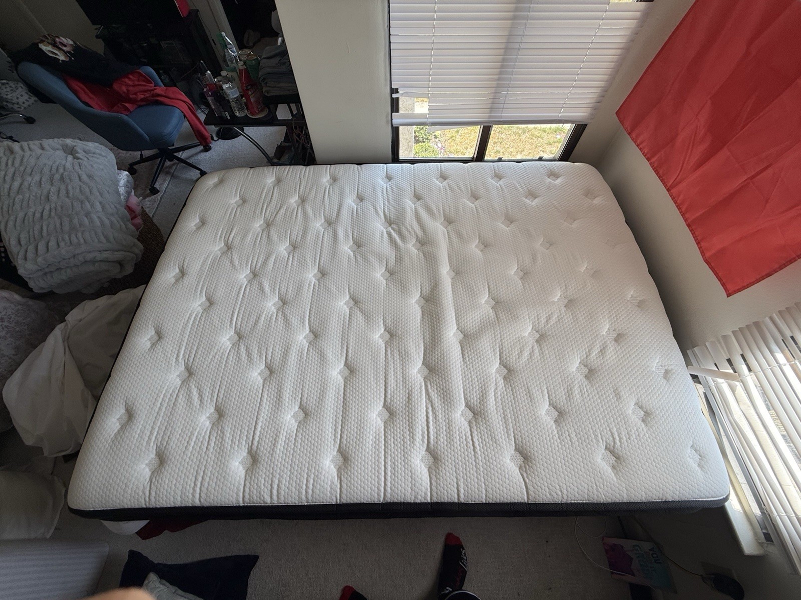 Full Memory Foam Mattress Medium Firmness Fabric Cover White/Black