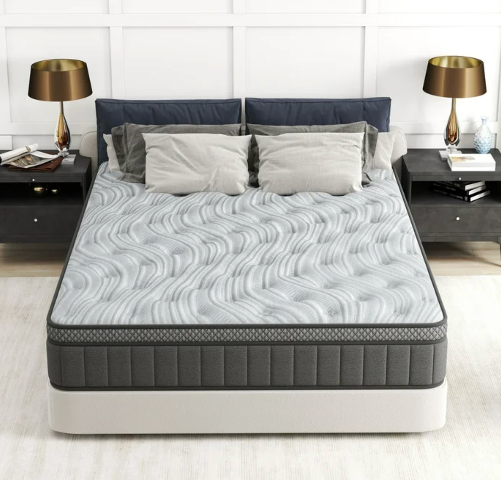 12″ Queen Colchon Gel Memory Foam Hibrido Queen Cama Mattress Hybrid Medium Firm