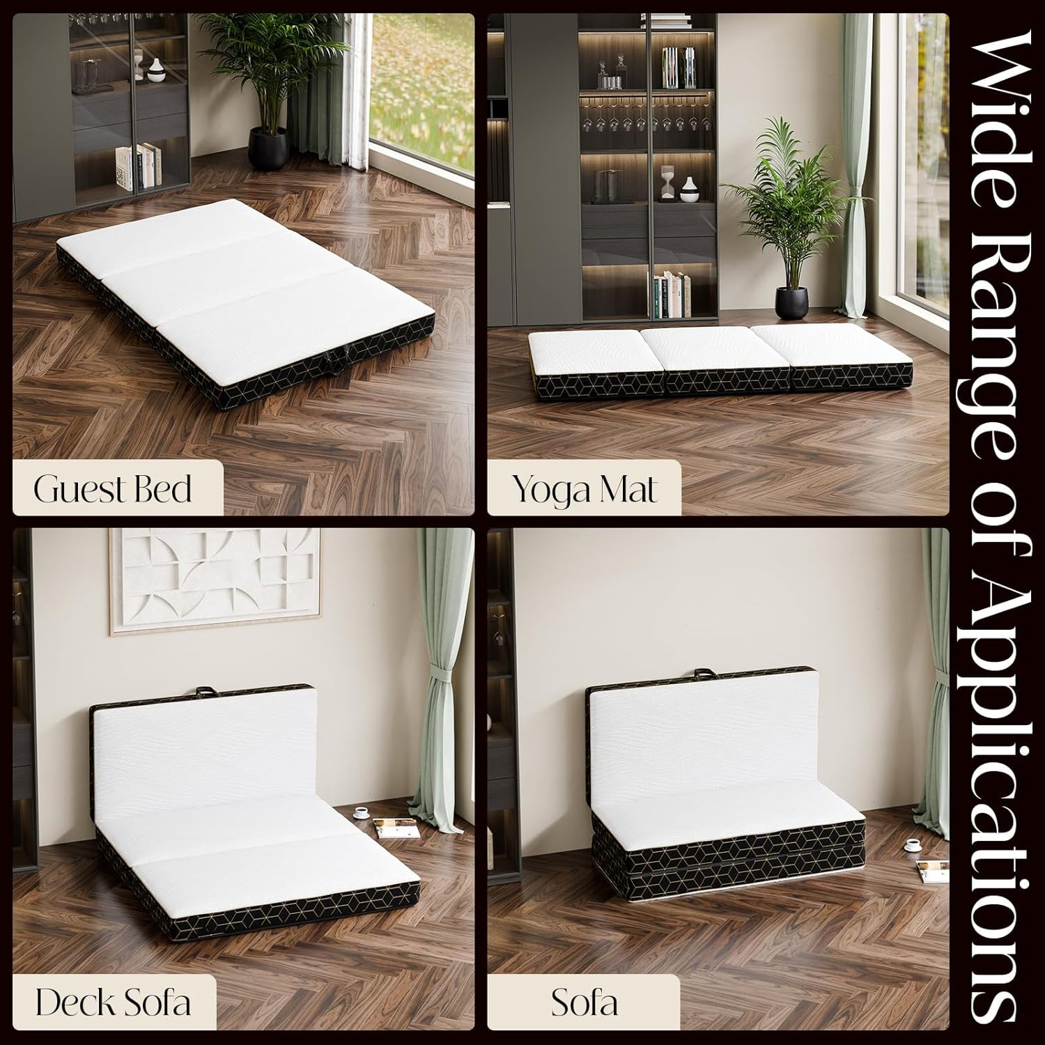 Portable Tri-Fold Memory Foam Mattress Twin – 4″ Folding Bed with Washable Cover