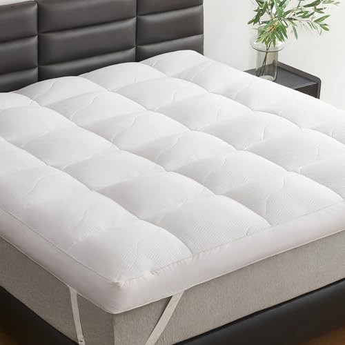 Dual Layer 5 Inch Goose Feather Mattress Topper Size, 4 Inch Goose Queen White