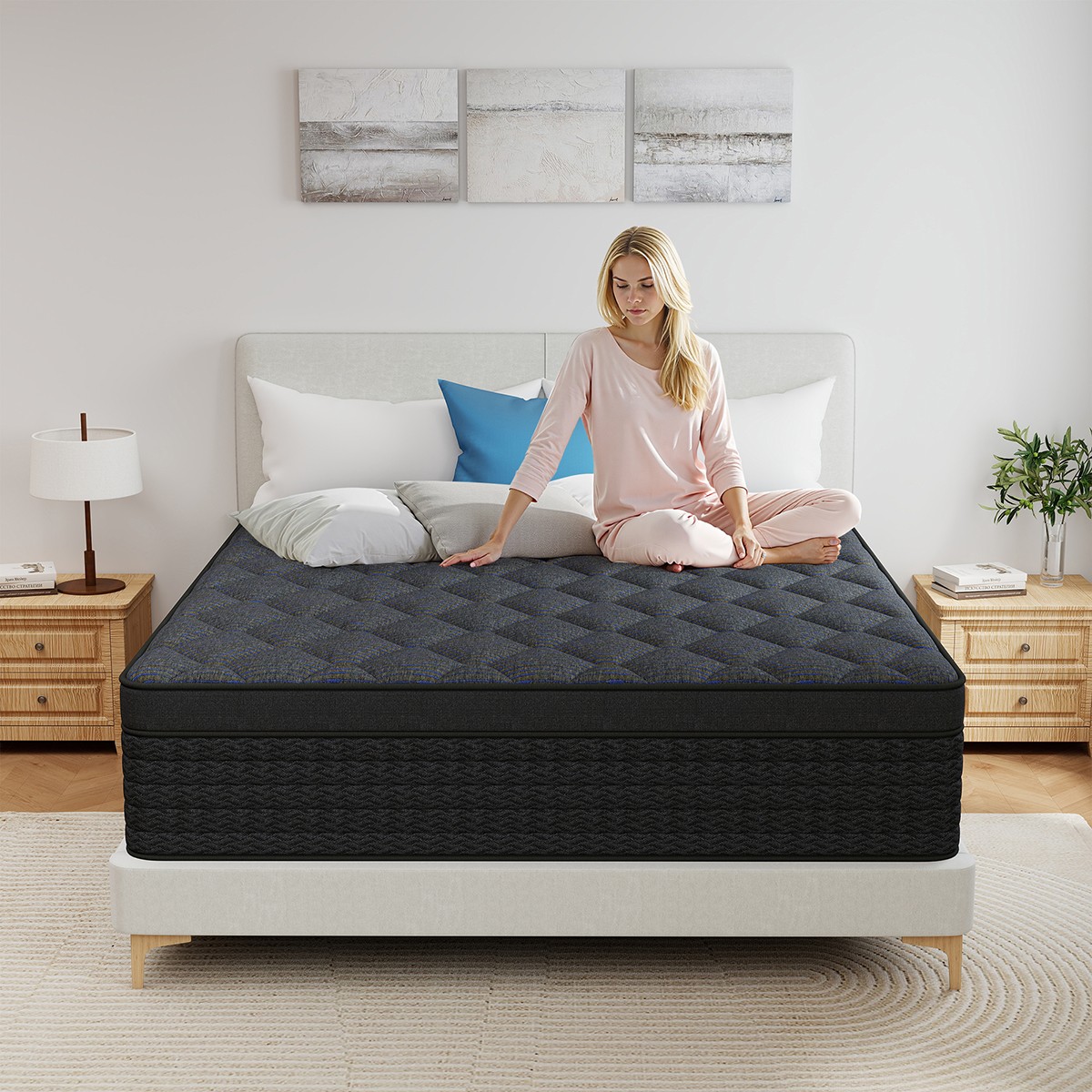 12″ 14″ Hybrid Mattress In A Box Gel Memory Foam Spring Twin Full Queen King
