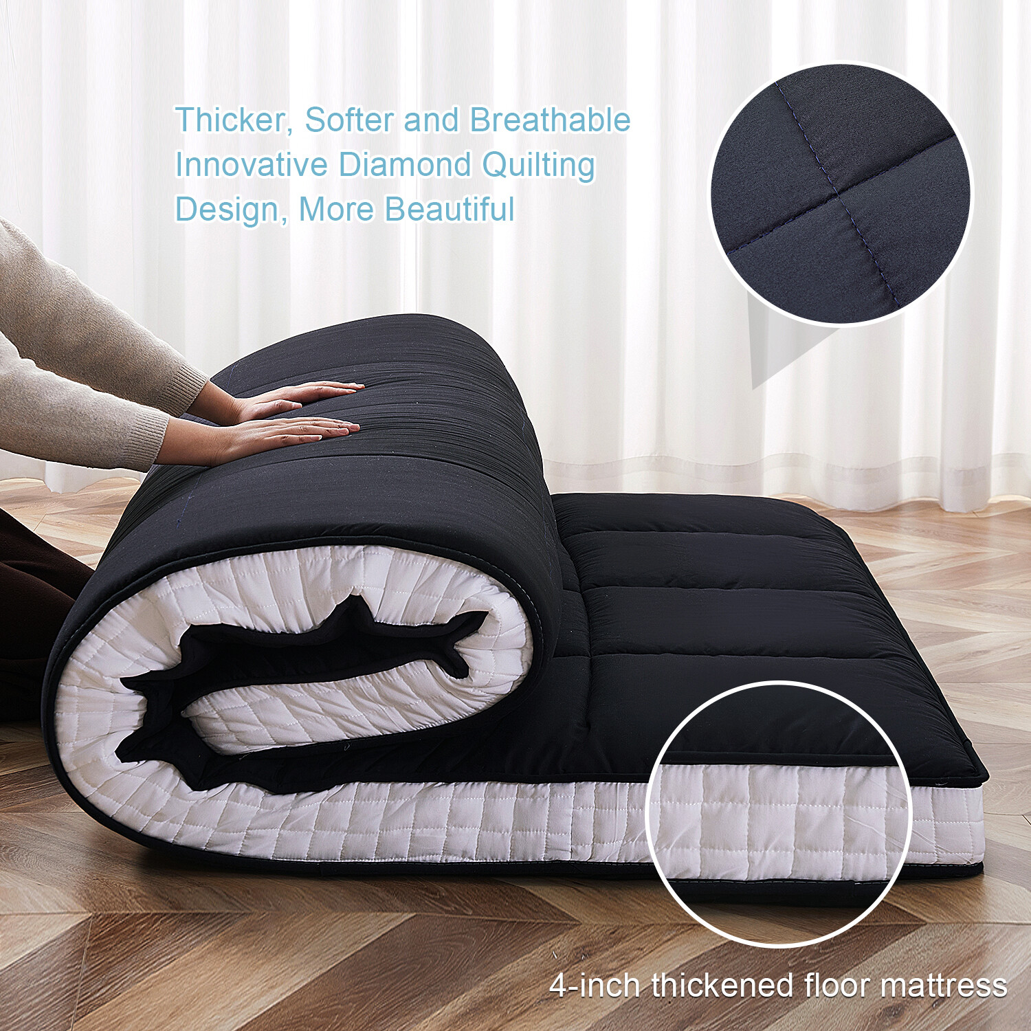 Futon Mattress Japanese Floor Mattress Folding Diamond Patterned Lounger Cushion