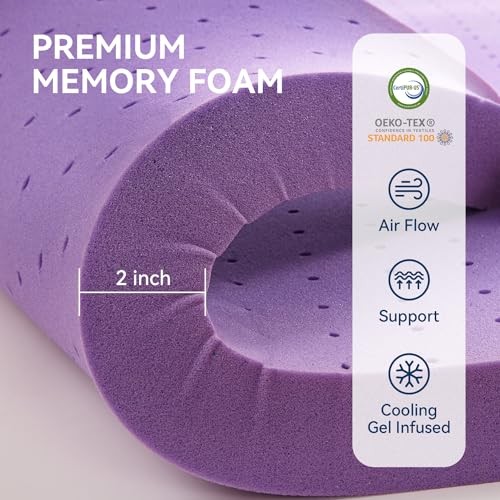 Dual Layer 5 Inch Memory Foam Mattress Topper Size, 2 Inch Gel Queen Dark Gray