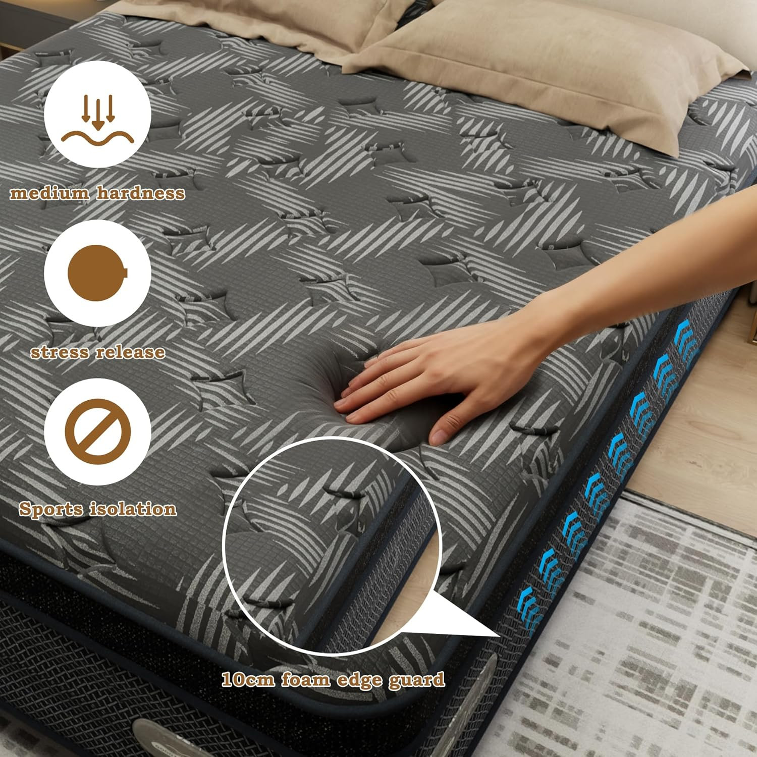 12″ Cooling Gel Memory Foam Mattress – Extra Firm, Breathable, 10-Year Warranty