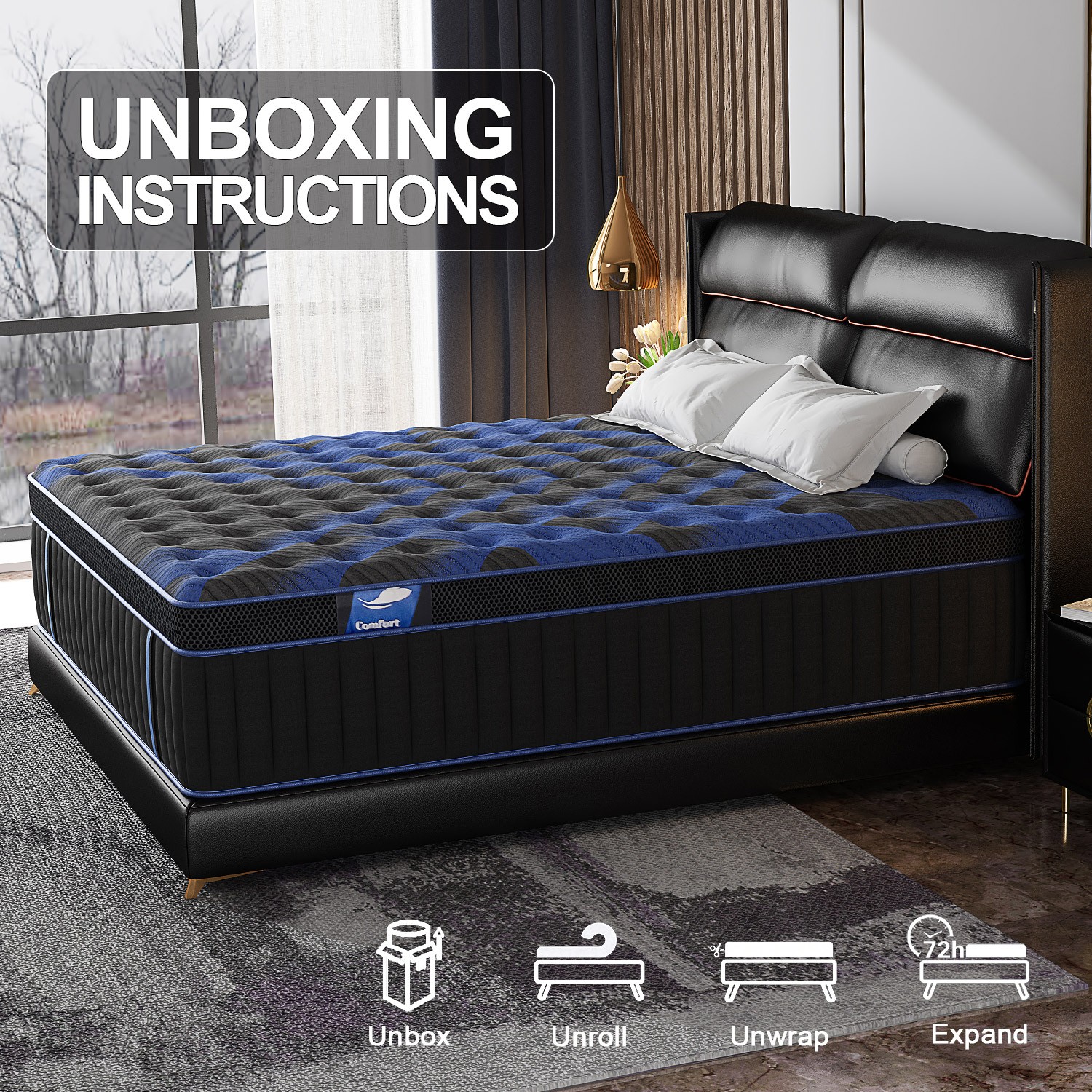 12″ 14″Twin Full Queen King Size Gel Memory Foam Spring Mattress In A Box