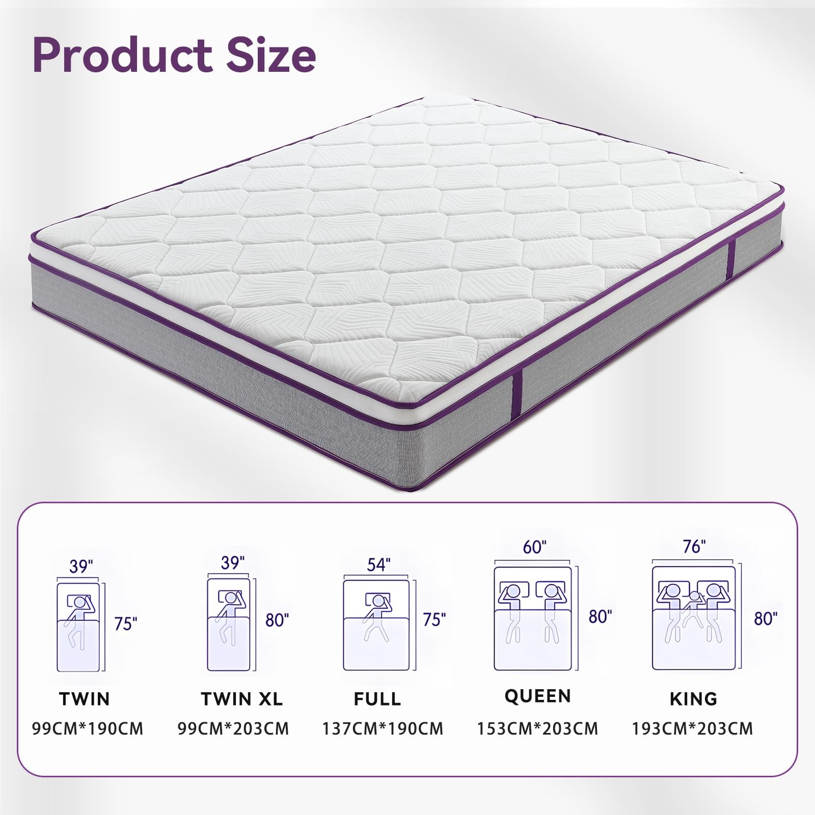 Queen Mattress, 12 Inch Hybrid Mattress with Gel Memory Foam and Pocket Sprin…