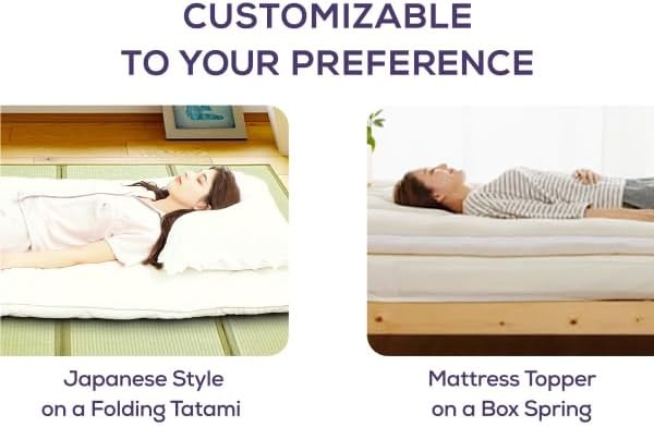 Japanese Futon Mattress Made in Japan Full 55″×78″ White Foldable Floor Lounger