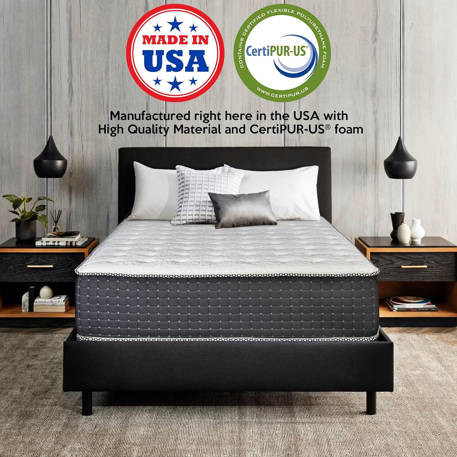 Luxury 14″ Hybrid Mattress – Medium Firm, Pocket Coils, Quilted Top, Full Size