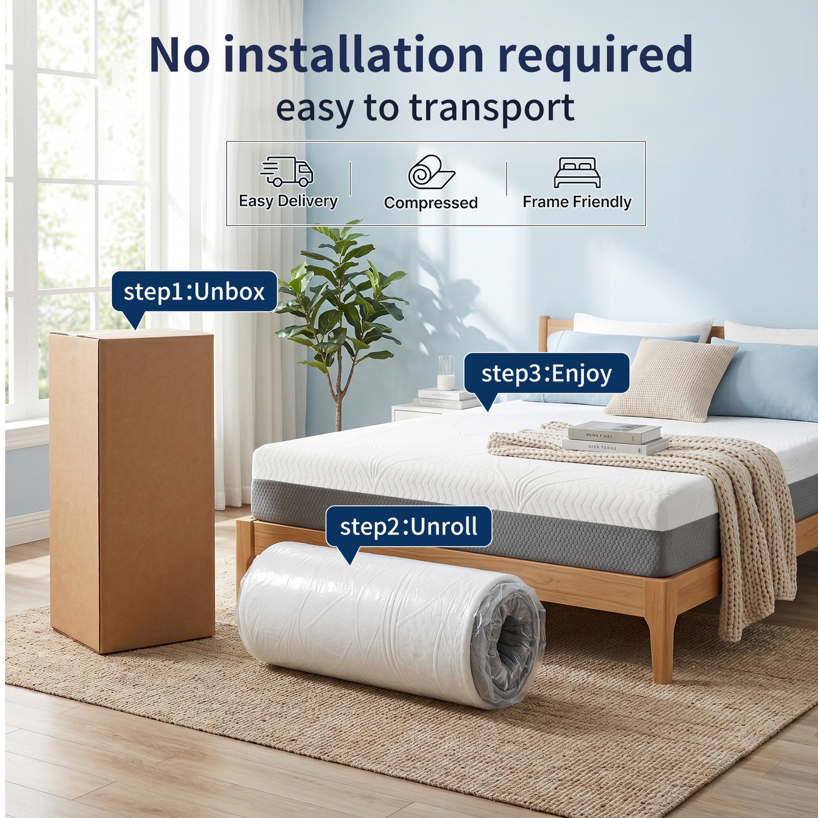 Queen Size Memory Foam Mattress Multi-Layer Structure Balanced Comfort for Restf