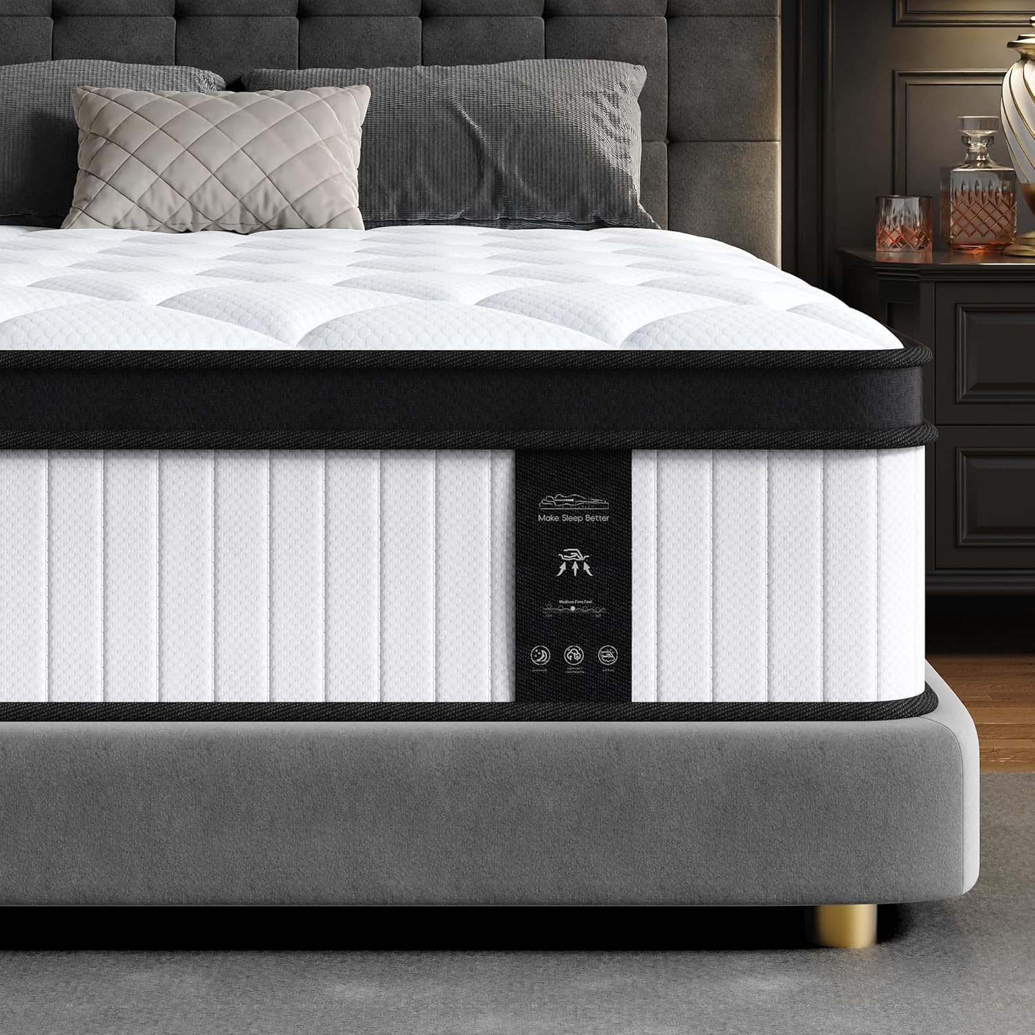 12 Inch Queen Mattress with Memory Foam & Pocket Springs for Comfort & Support
