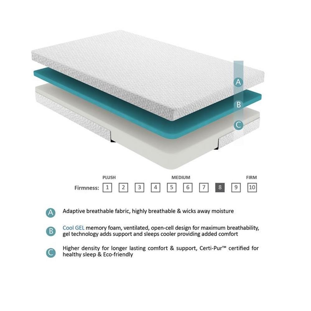 Pemberley Row Fabric White Twin Mattress Rectangular Breathable 6″ Unassembled