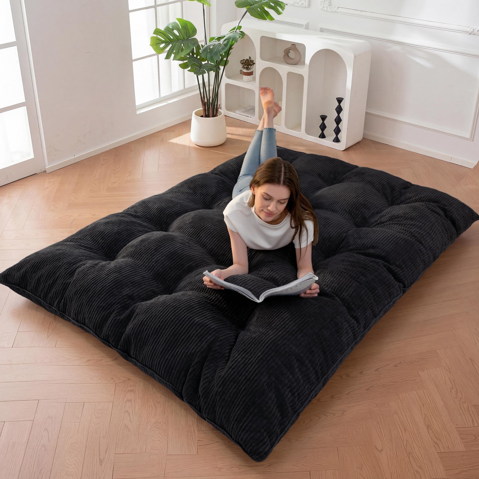 6″ Japanese Floor Mattress, Foldable Futon Mattress Queen Size, Tufted Roll U…