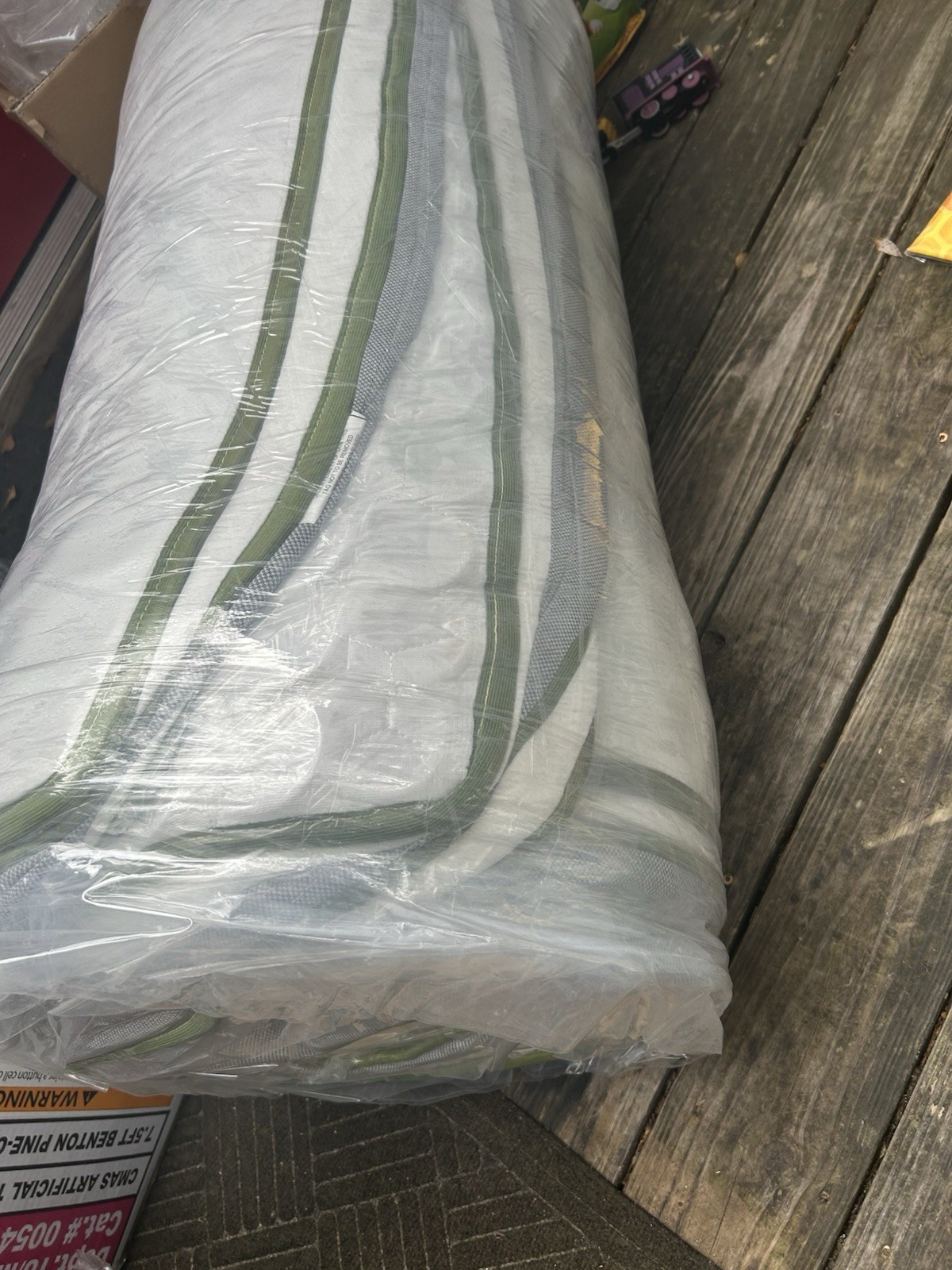 Novilla Queen Memory Foam Mattress, Medium Firm, Breathable, White/Green Striped
