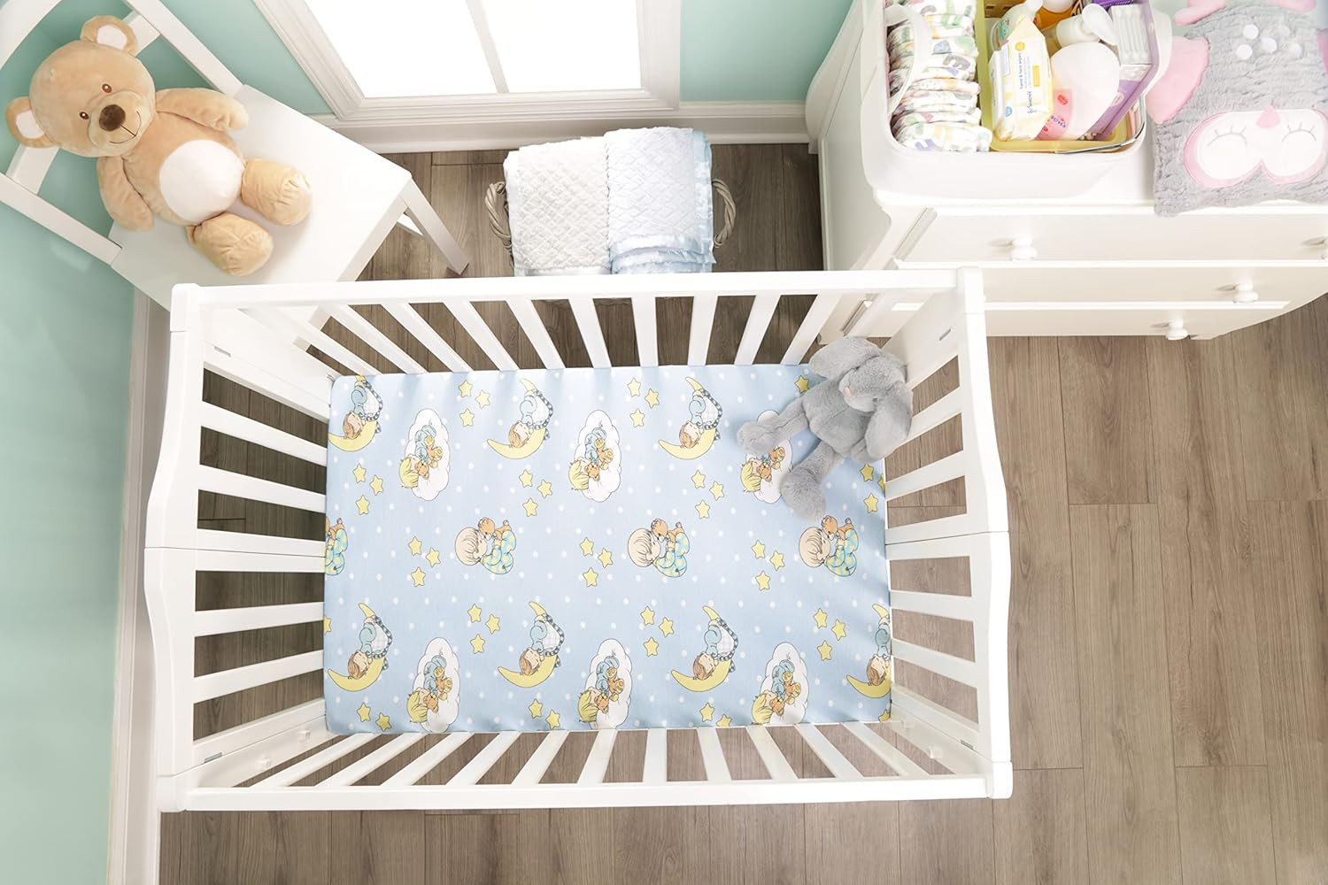 2 Pack N Play Mattress Sheets – 100% Jersey Knit Cotton Soft Portable Crib Mattr