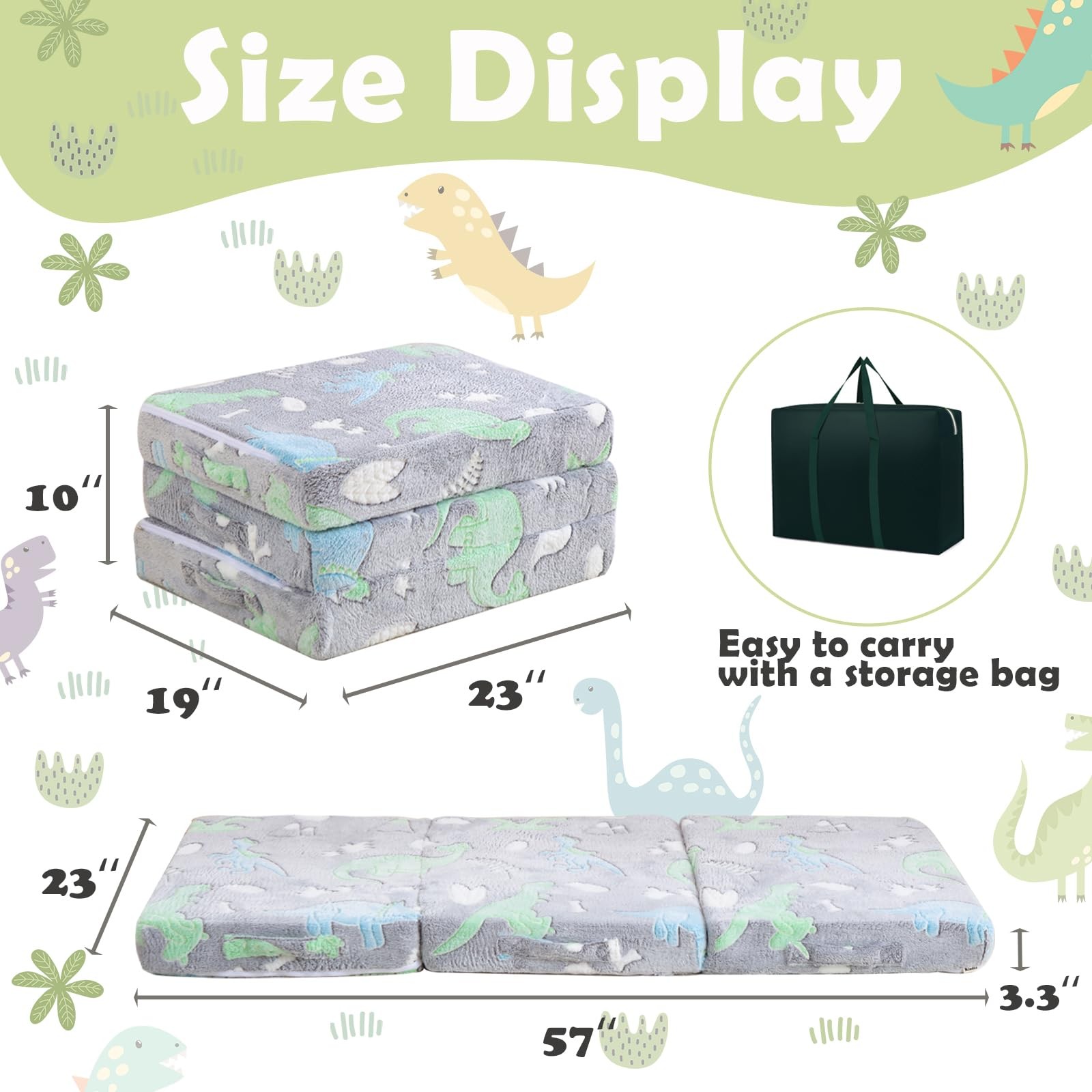 Foldable Floor Mattress for Kids,Folding Toddler Floor Nap Mat for Sleeping D…