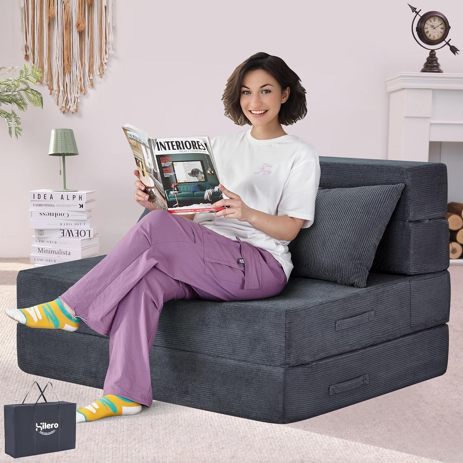 Folding Sofa Bed, 4 in 1 Convertible Sleeper Chair with Pillow, Twin
