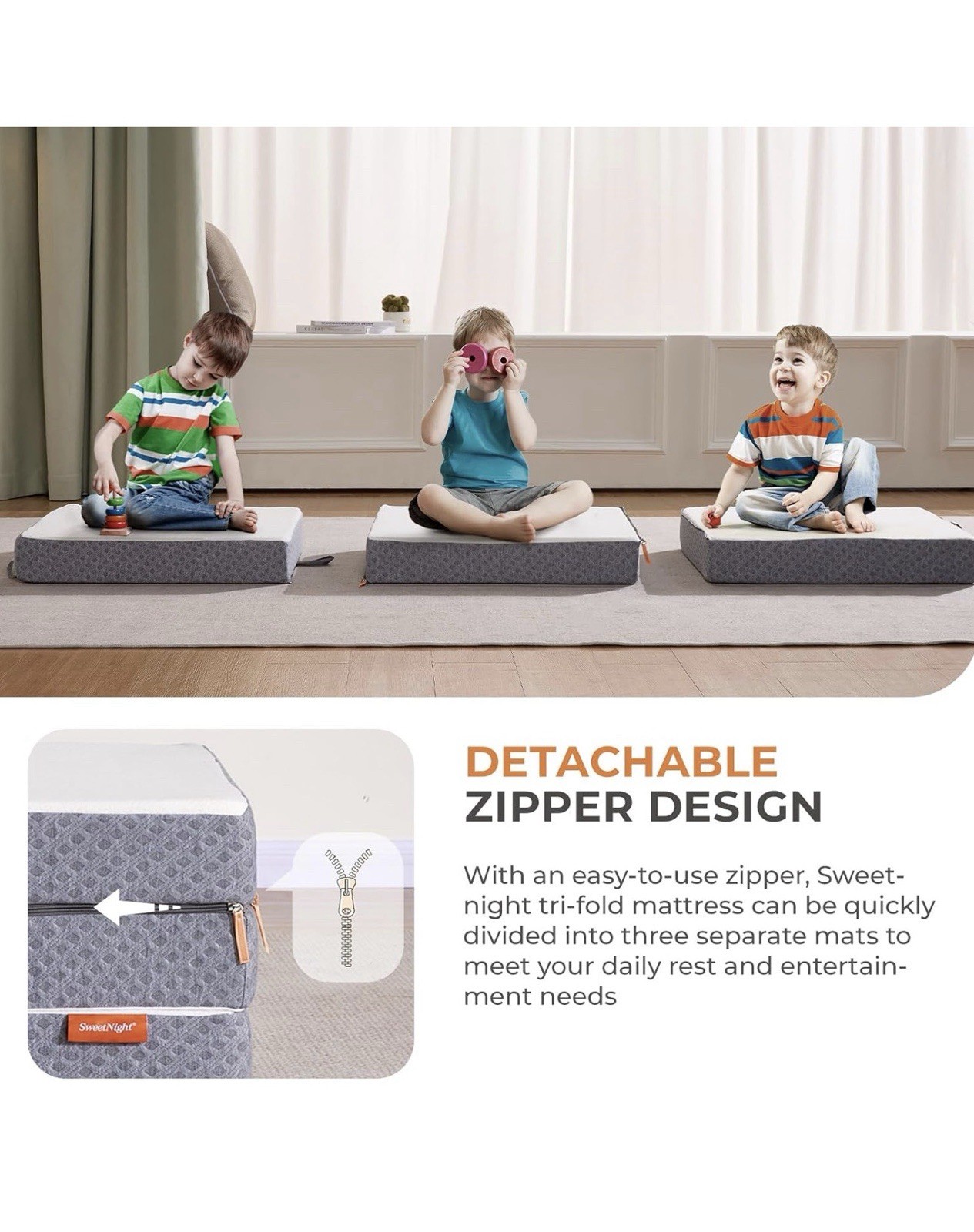 Tri Folding Mattress – 4-Inch Single Size Foldable Mattress with a Collapsible a