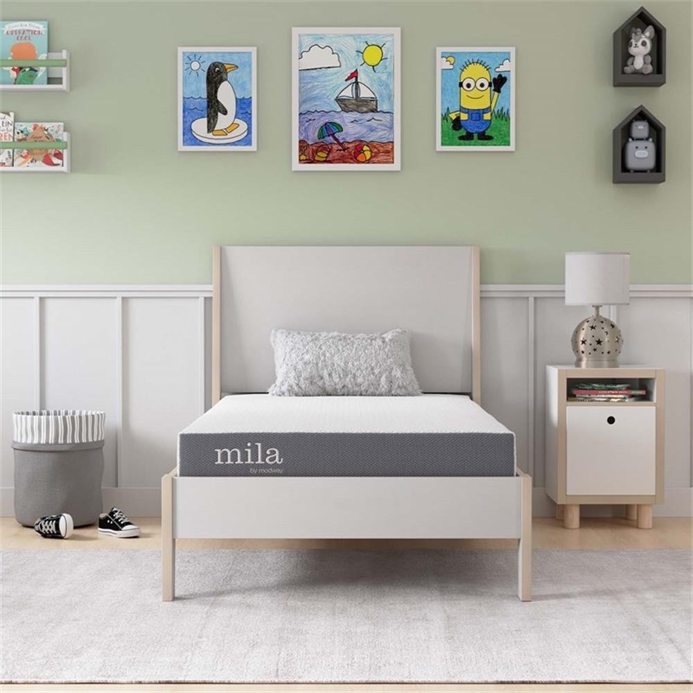 Modway Mila 6″ Modern Style Memory Foam Twin Mattress in White (Set of 2)