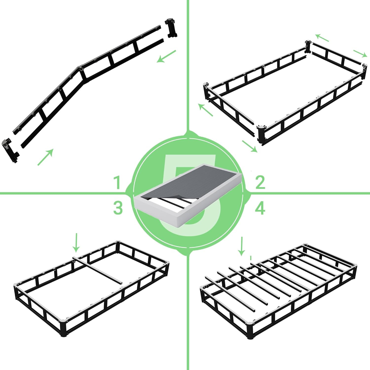 Low Profile Twin Box Spring – Heavy Duty Metal Bed Base, Easy Assembly, Noise Fr