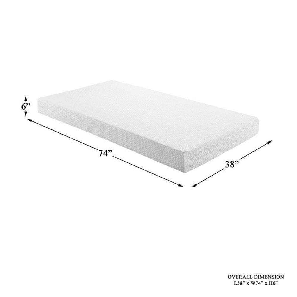 Pemberley Row Fabric White Twin Mattress Rectangular Breathable 6″ Unassembled
