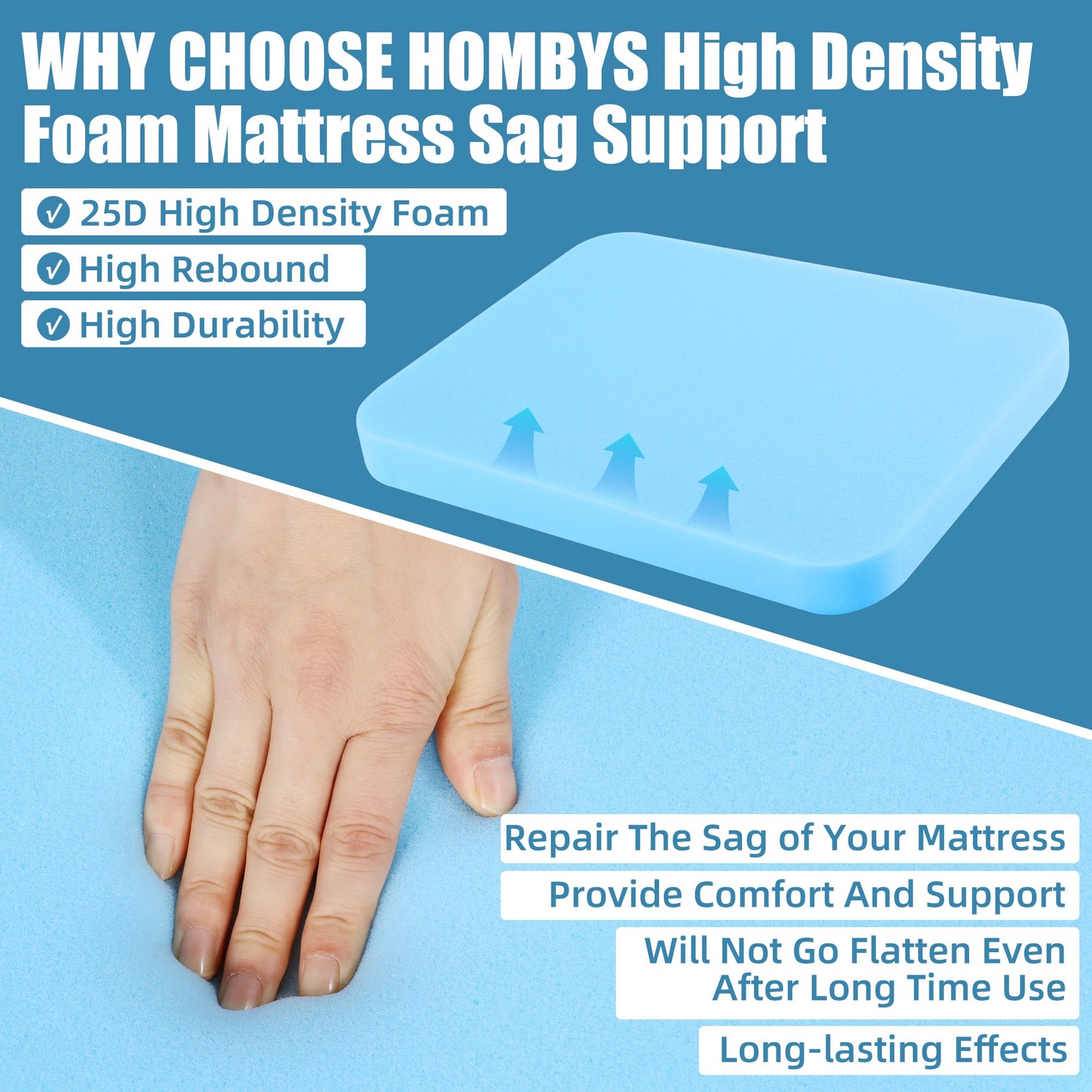 Under Mattress Support – 3 High Density Foam Pieces to Fix Mattress Sagging, …