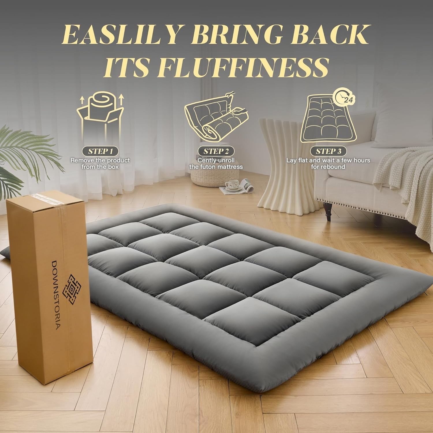 Queen Japanese Floor Mattress – Foldable Futon with Memory Foam Comfort
