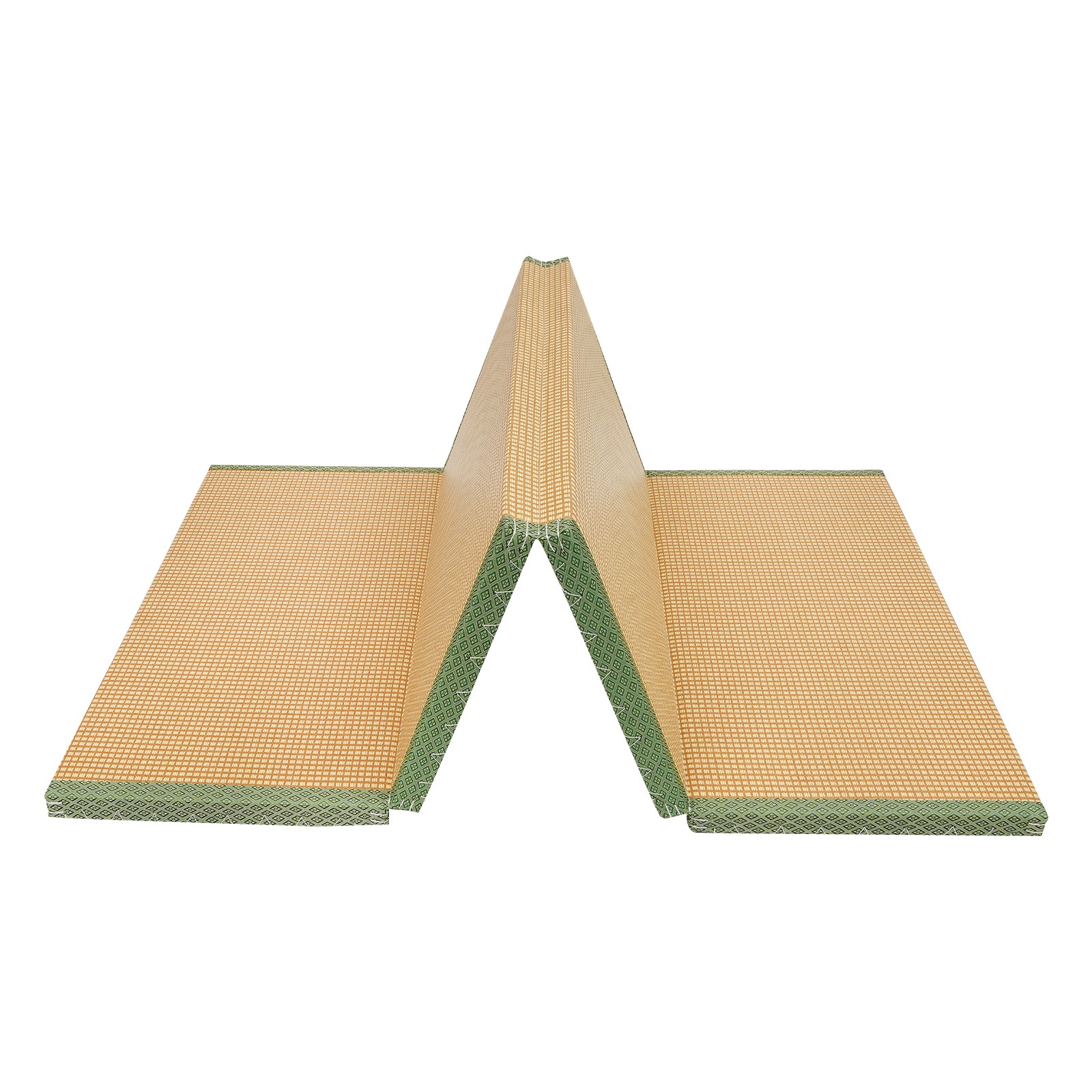 200*100*5cm Tatami Mattress, Foldable Floor Mattress, Meditation Mat Green Brown