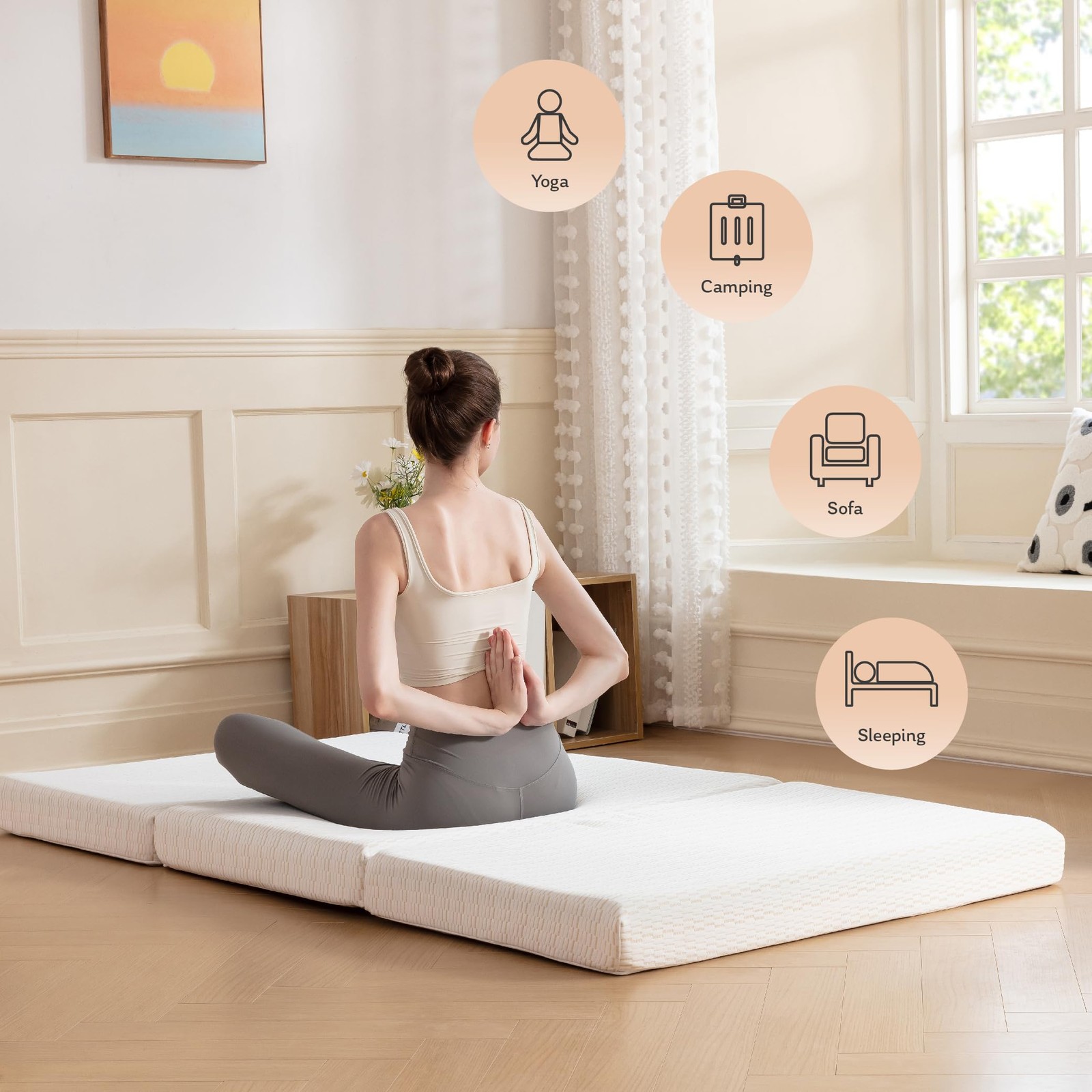 MLILY 3″ Single Tri-fold Memory Foam Mattress Portable Guest Bed Camping Mat