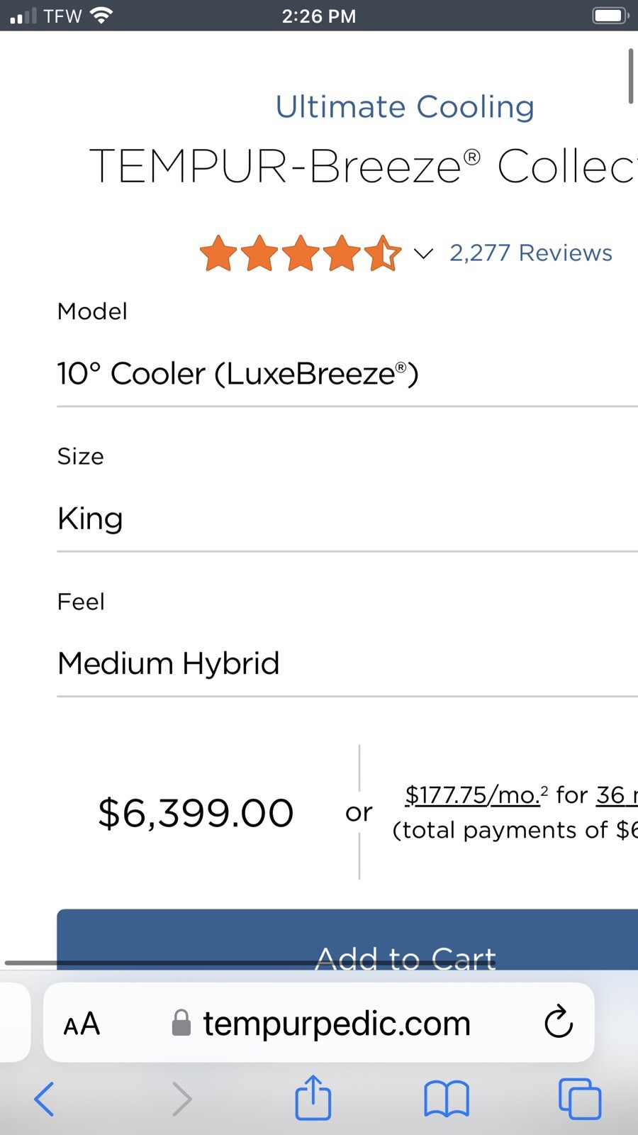 TempurPedic LUXE BREEZE HYBRID 2.0 KING MATTRESS NEW IN BOX!! MSRP $6399!!!