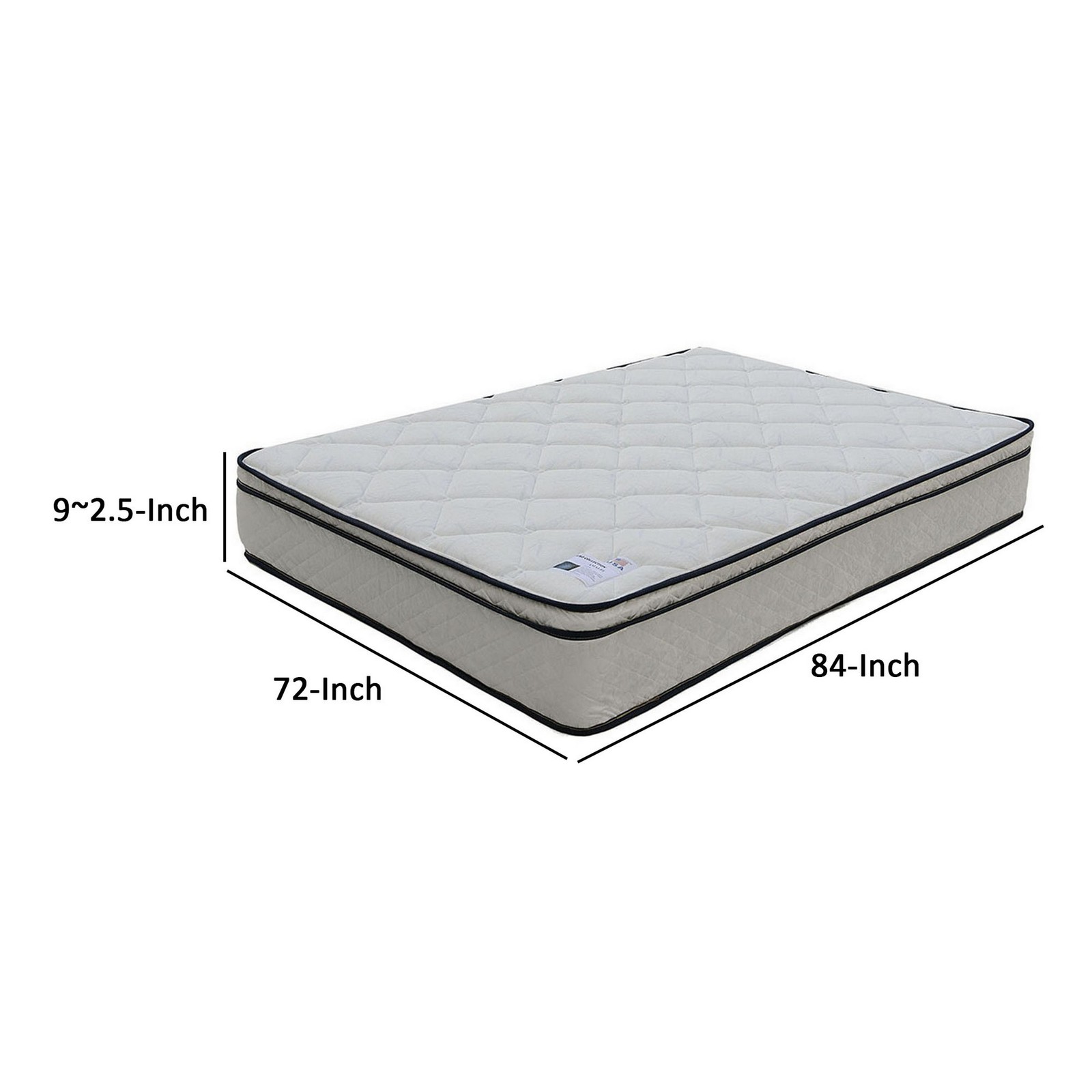 Benjara Lim 9″ Soft Bonnell Coil California King Mattress with Euro Top- Foam