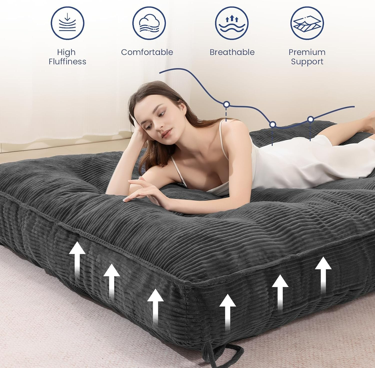 8″ Futon Mattress Full Size, Thick Futons Sofa Couch Bed Sleeper Sofa Bed, Floor
