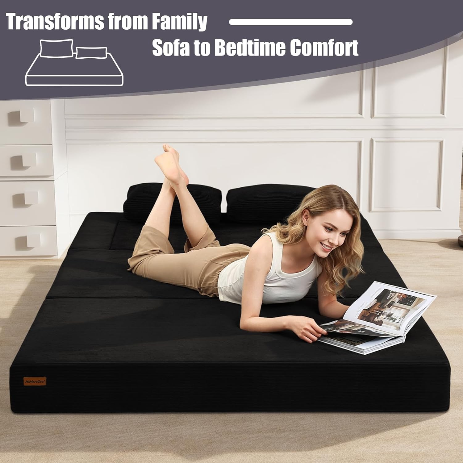 Bla Futon Couch Convertible Sofa Bed Queen, Folding Floor