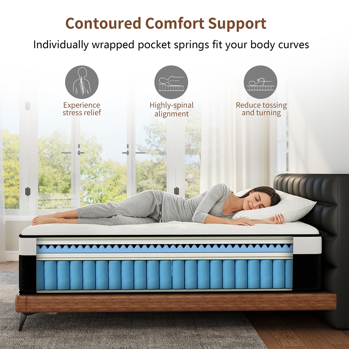 10/12/14 Inch Gel Memory Foam Hybrid Spring Mattress in Box Twin Full Queen King