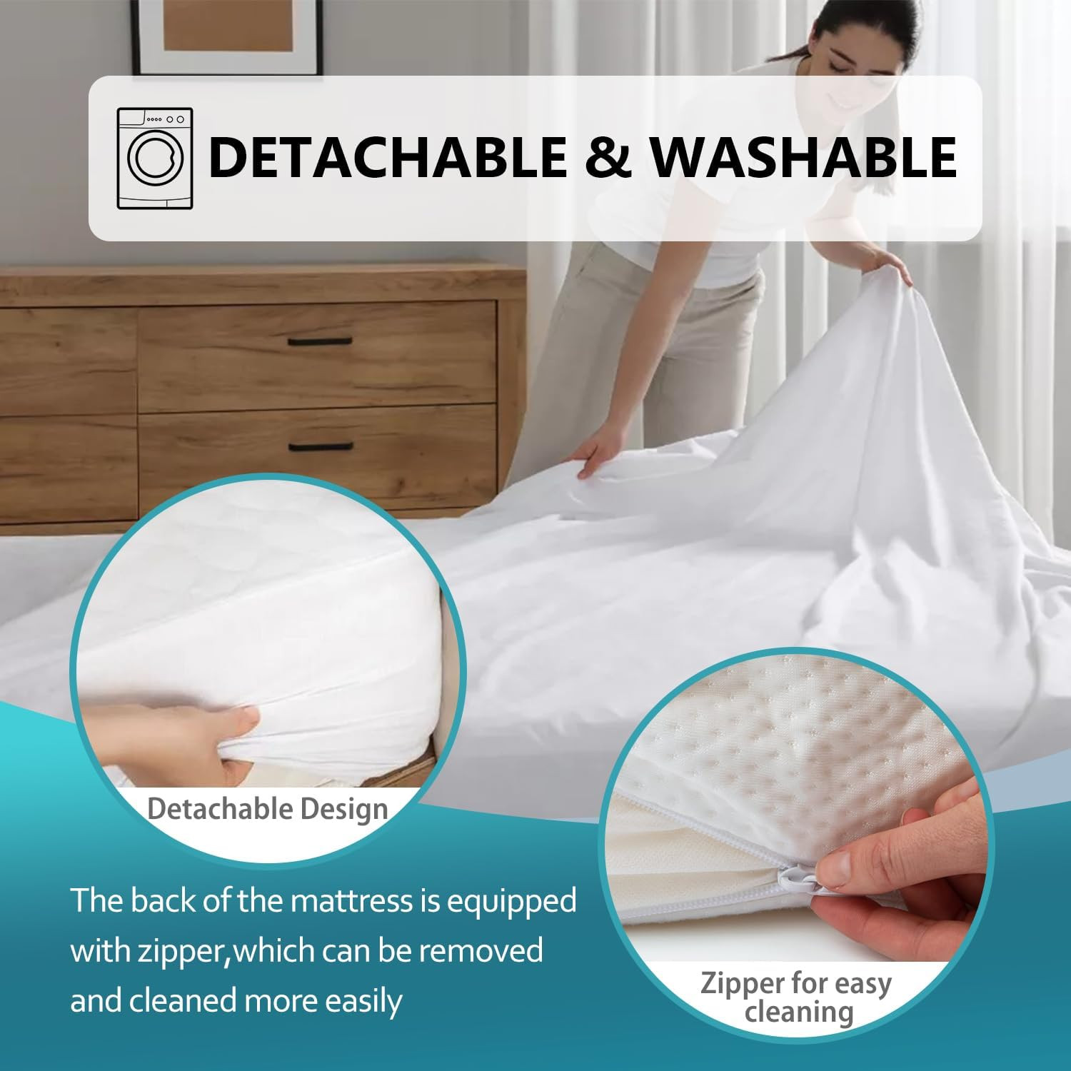 | 6 Inch Twin XL Mattress | Gel Memory Foam | Medium Firm Feel | White | Bed in