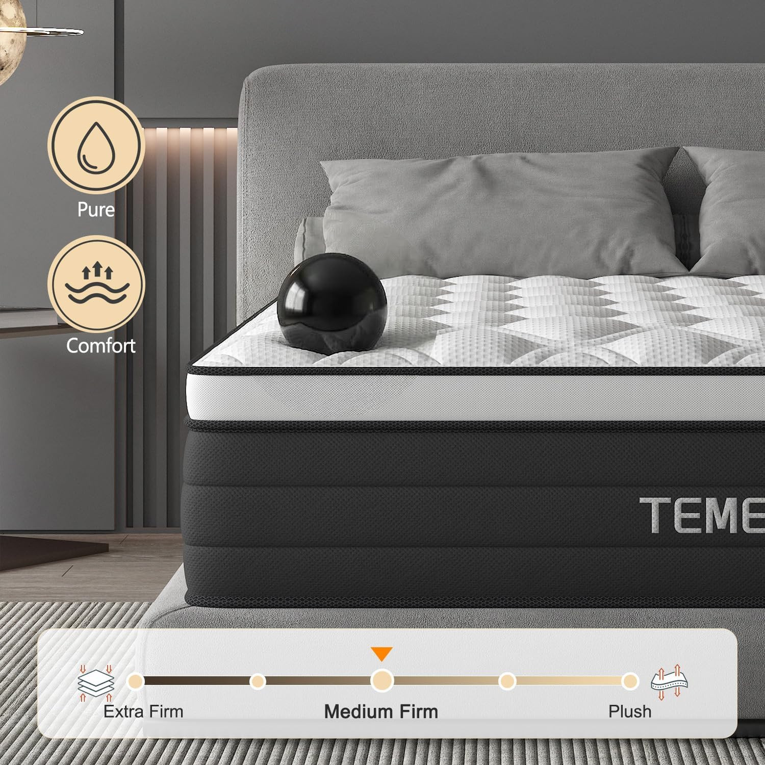 Queen Mattress, 14 Inch Hybrid Mattress in a Box with Individual Pocket Spring,