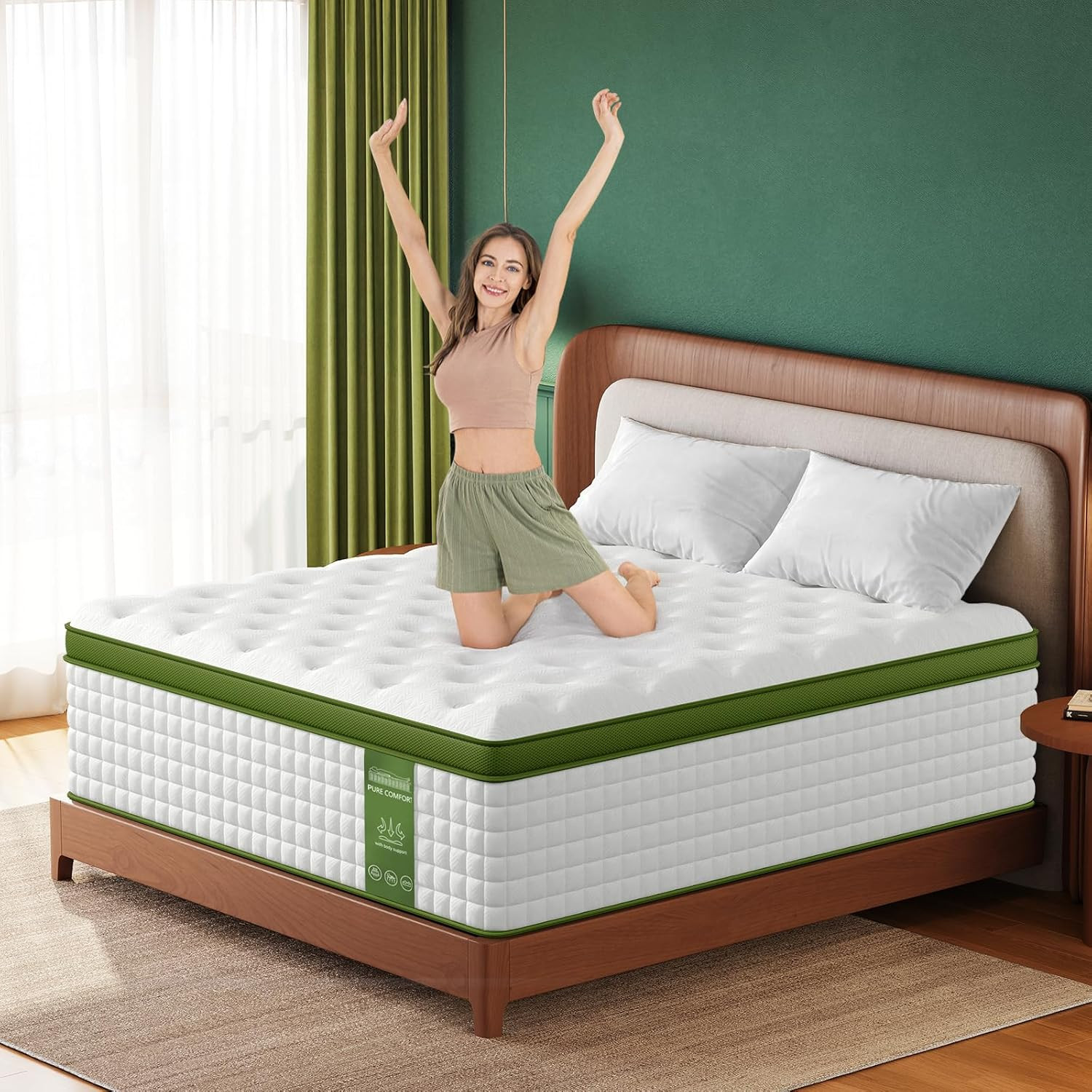 Bedstory Medium Firm Queen Mattress, 14 Inch Hotel Collection Hybrid Mattresses