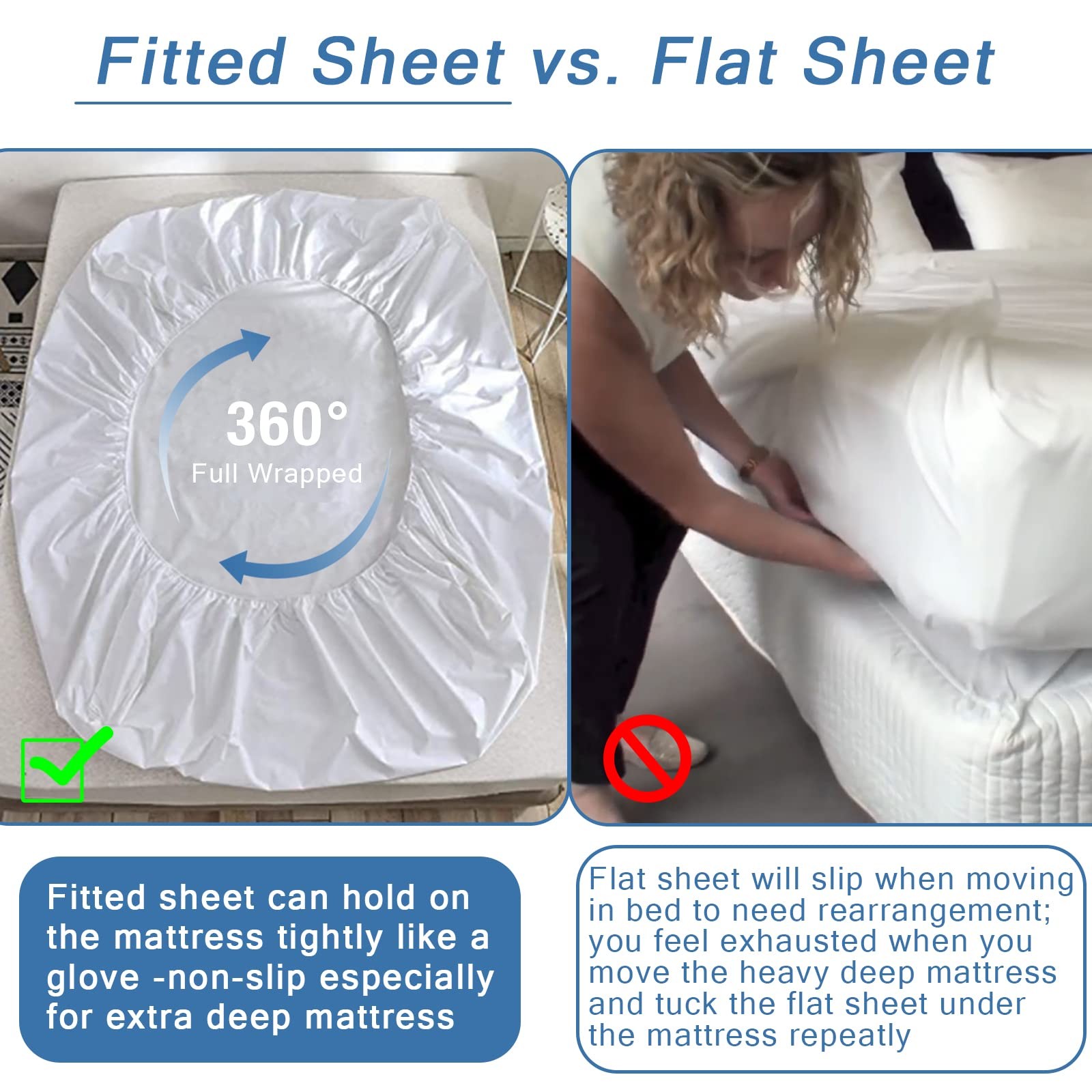 Extra Deep Pocket Queen Fitted Sheet Only for 18 to 21 Inch Super Thick Mattr…