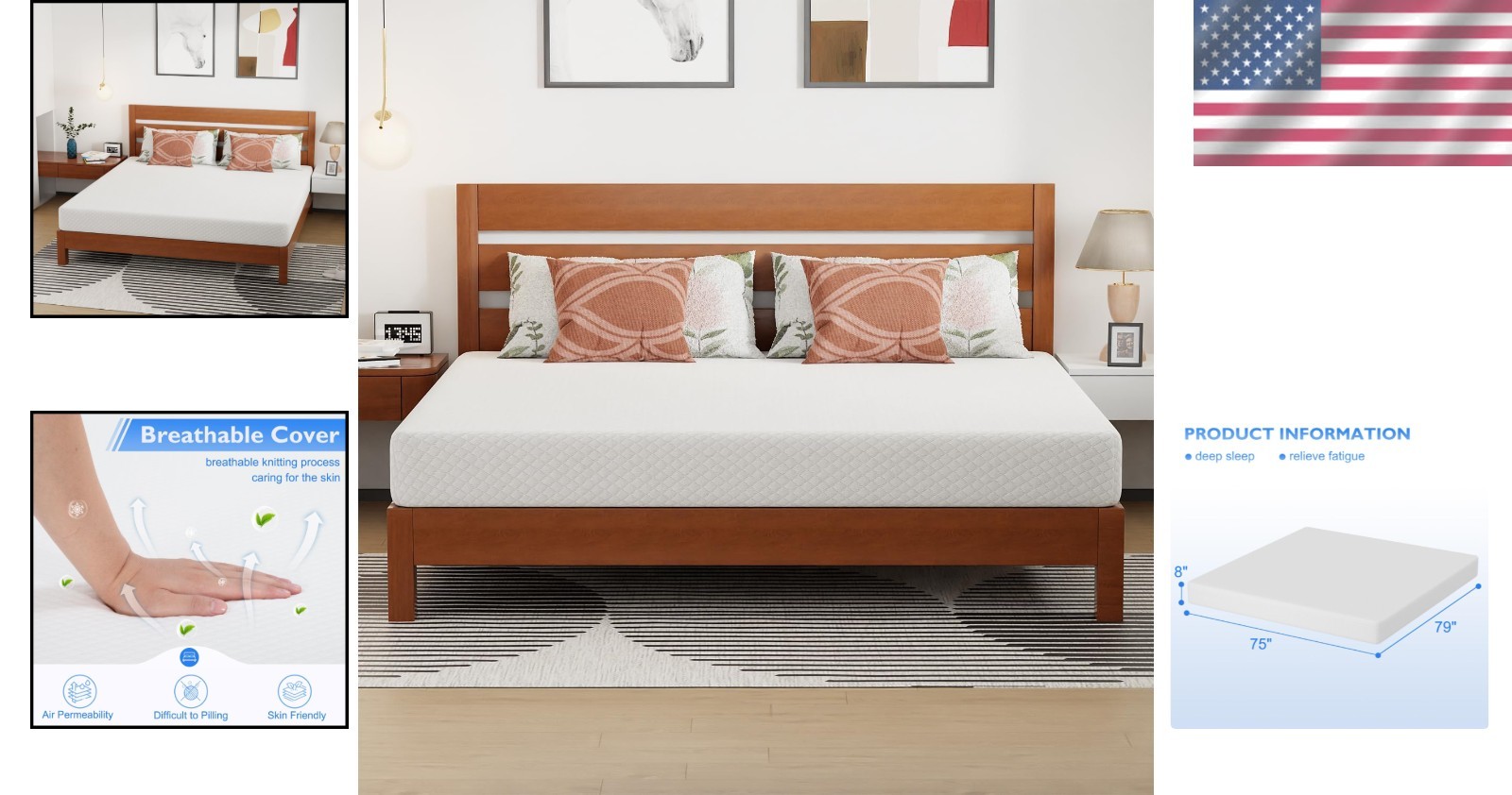 8 Inch King Mattress | Medium Firm Gel Memory Foam | Pressure Relief & Cooling