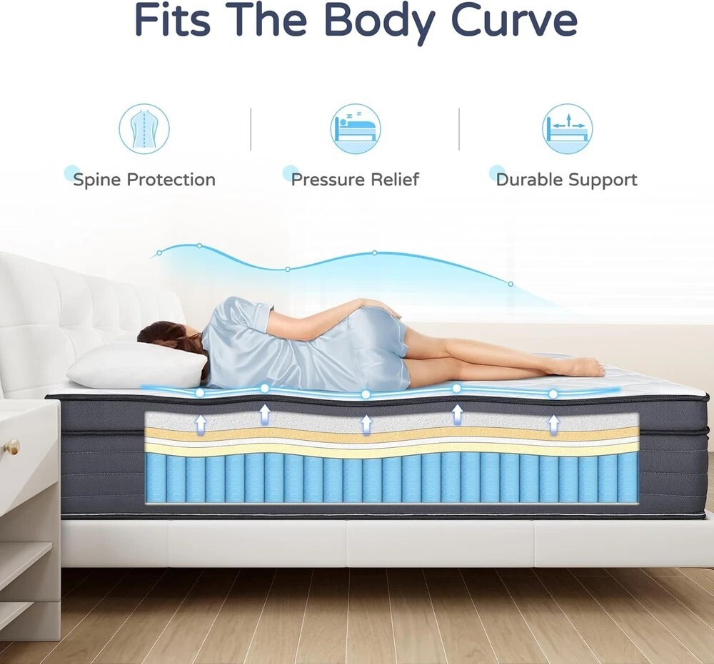 QUEEN Colchon Gel Memory Foam Hibrido Cama SIN DOLOR ESPALDA Suave EN OFERTA 14″