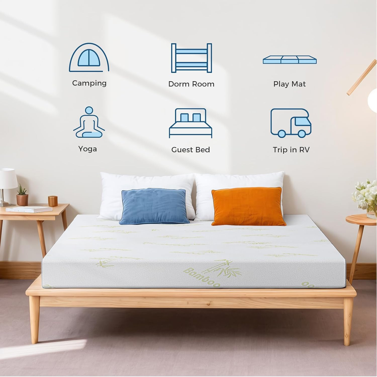 Queen Size 6″ Folding Memory Foam Mattress with Removable Cover – Medium Firm