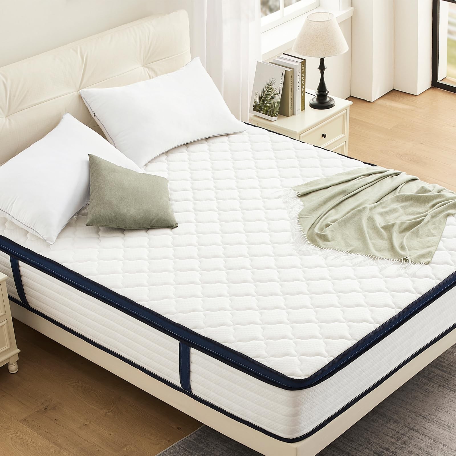Queen Mattress 14 Inch Queen Size Mattresses – Memory Foam & Pocket Coils Spr…