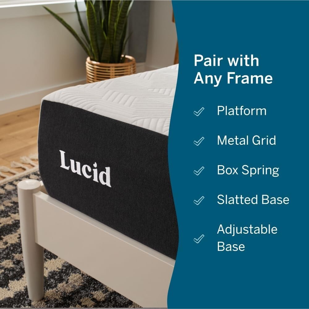 LUCID 10 Inch TWIN XL Memory Foam Mattress – Medium Feel – Bed in a Box – NEW