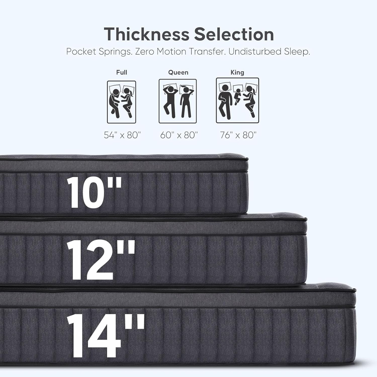 Queen Mattress 12 Inch Queen Size Mattress in a Box Upgrade Pocket Springs，Mediu