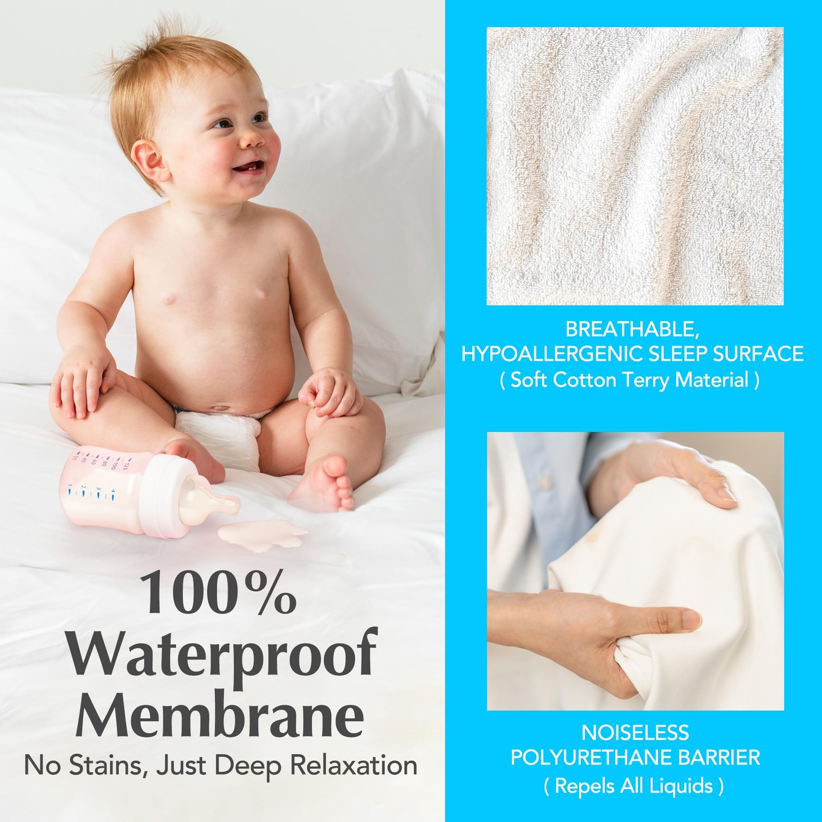Handy Laundry Waterproof Mattress Protector – Breathable, Full, White