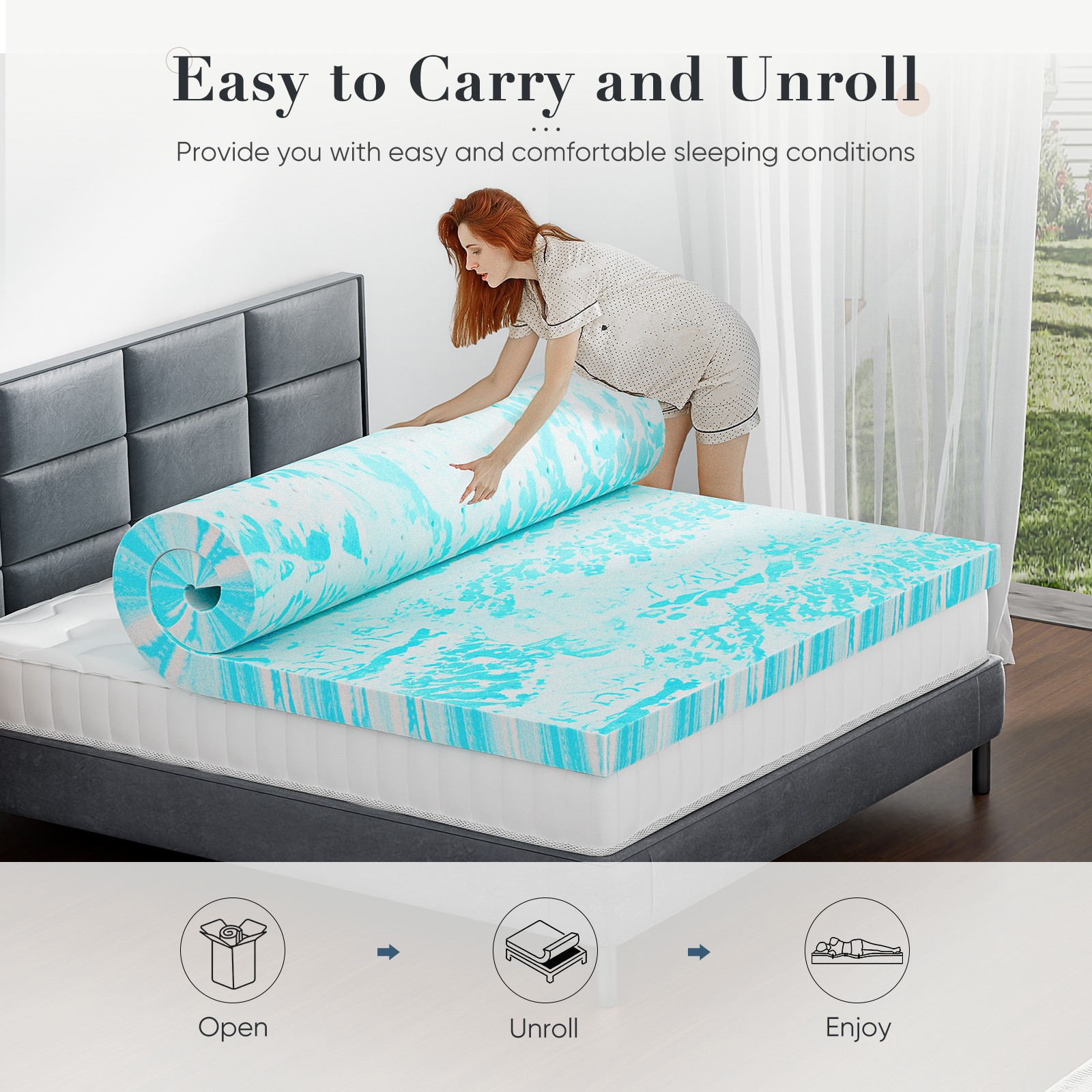 Cooling Gel Memory Foam Mattress Topper Pressure Relief Sleep Support Back Pain