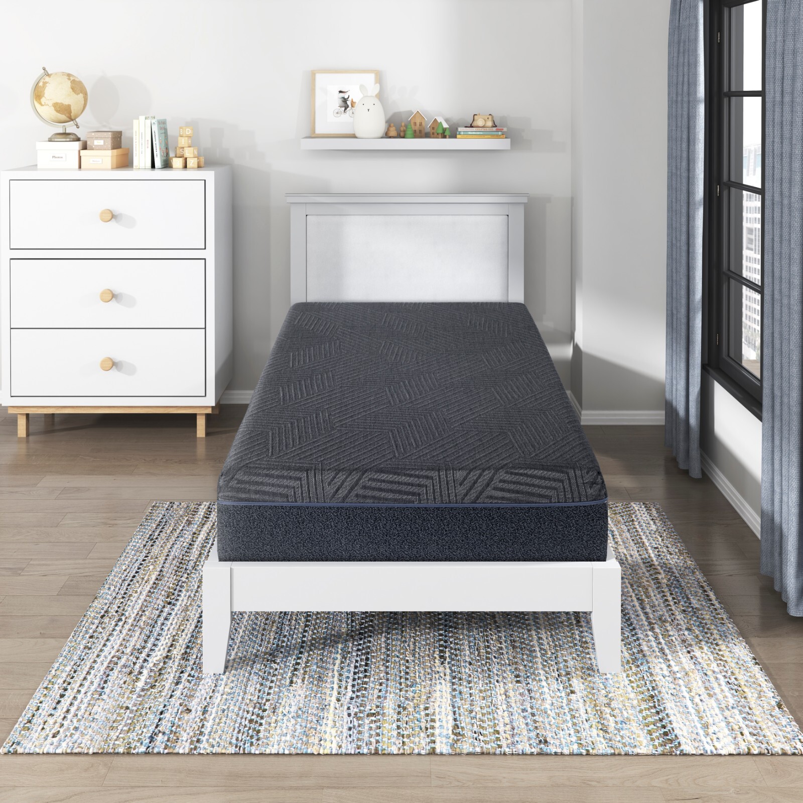 11″ Mattress Twin Size, Firm, Gray, Gel-infused Memory Foam Mattress in a Box