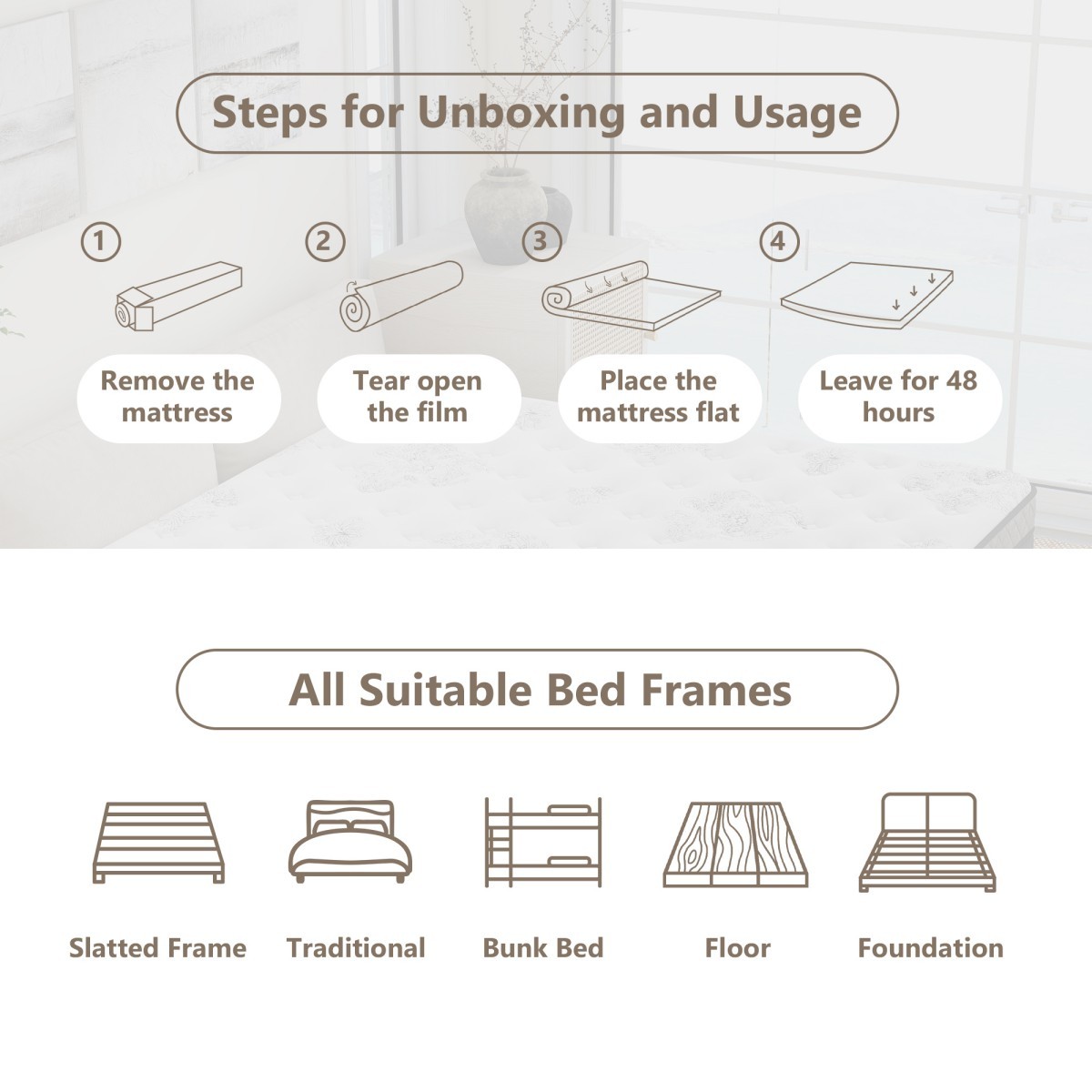 12″ 14″ Twin Full Queen King Mattress Gel Memory Foam Pocket Coil Bed In a Box