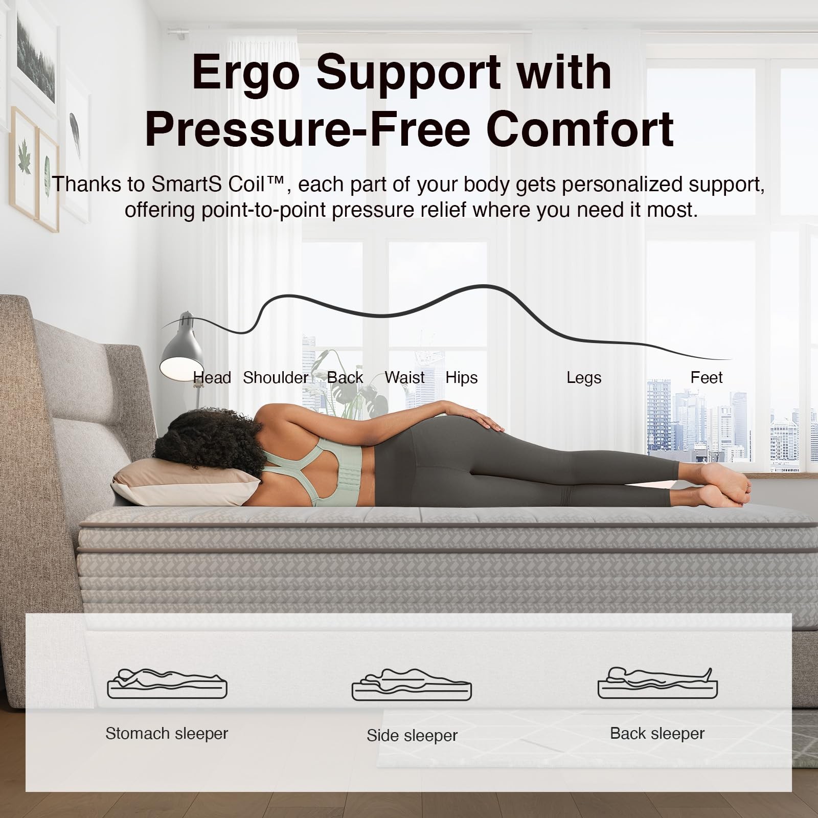 Twin Mattress, 10 Inch Twin Size Mattresses in a Box with Smarts™ Pocket Coil…