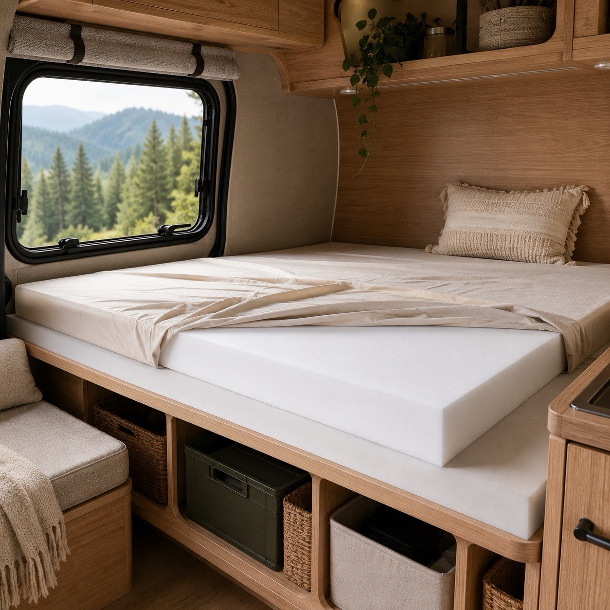 FoamRush 4″ x 48″ x 72″ Bunk RV Mattress Travel Camper